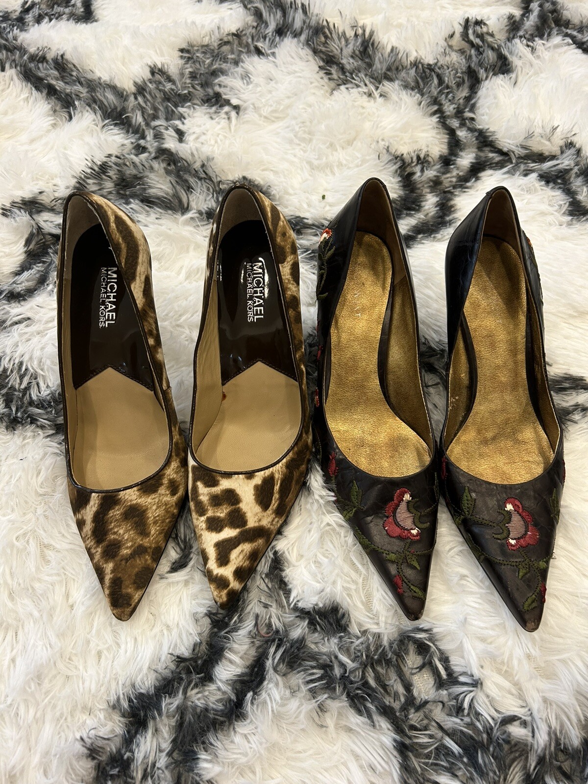 Michael Michael Kors Stiletto Keke Pumps 7M+Nine West Black Floral