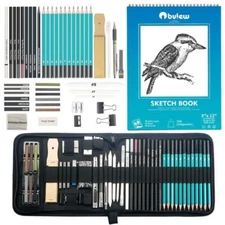 50 pcs Professional Drawing Artist Kit Set Pencils and Sketch Charcoal Art & Bag