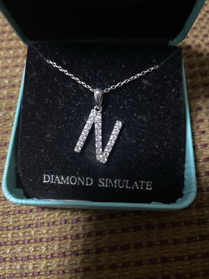Leah Hanna Sterling Silver Diamond Simulate Initial N Necklace 