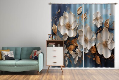 3D Delicate White Flowers G8224 Photo Blockout Curtain Fabric Window Erin 2023