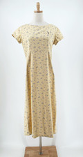 VTG Y2K Denim Babydoll Maxi Dress 10P Cottage Floral Farmcore 90 Coastal Grandma
