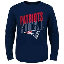 Youth Navy New England Patriots Showtime Long Sleeve T-Shirt, Navy, M