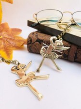 Dancing Girl Keychain Solid Brass Gold Finish Antique Keyring Set Of 12 Gift