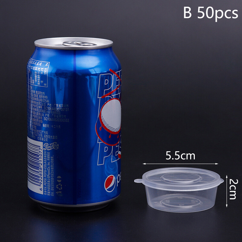 50Pcs Plastic Takeaway Sauce Cup Containers Food Box With Hinged Lids