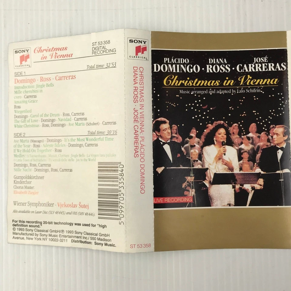 Christmas In Vienna (Placido DOMINGO) (Diana ROSS) (Jose CARRERAS) Cassette Tape - Image 3 of 4
