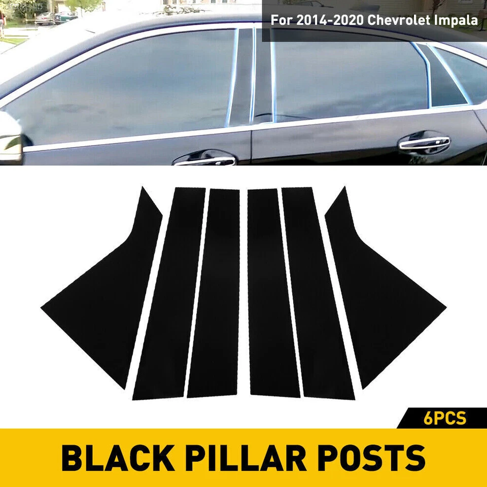 6Pcs For Chevrolet Impala 2014-20 Glossy Black Pillar Posts Door Window Cover Foto 4 de 4