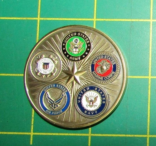US Five Military Branches American Flag Veteran Challenge Coin - Lot 06-01