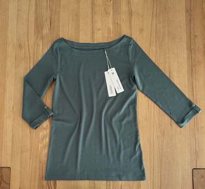 Neu Esprit Weiches 100% Bio Baumwolle 3/4 Arm Shirt Gr. L Grün