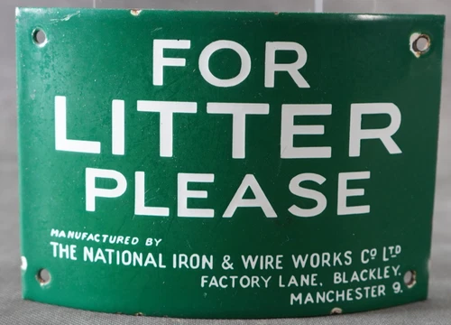 Vintage Porcelain For Litter Please The National Iron & Wire Works 6" X 4" #SS42