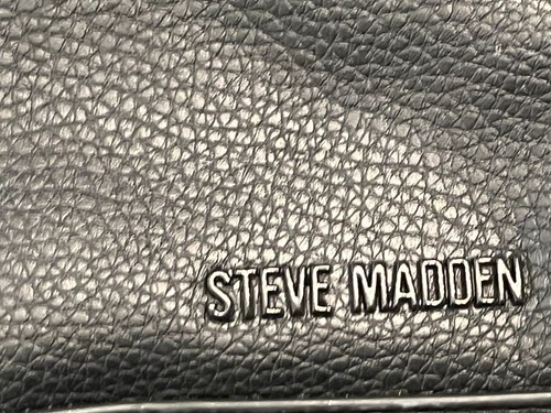 Steve Madden Black Faux Leather Utility Crossbody Bag - Multi-Strap Chain Cargo - Picture 5 of 12