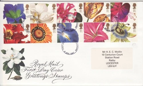 GB Stamps First Day Cover Greetings Flowers, flora, petal, bloom, tulip CDS 1997