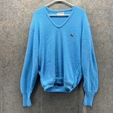 Vintage Izod x Lacoste Sweater Womens Large Blue Acrylic V Neck Pullover 90s USA
