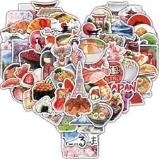 64/128PCS Watercolor Travel Journal Of Japan Stickers Laptop Phone Cartoon Scrap