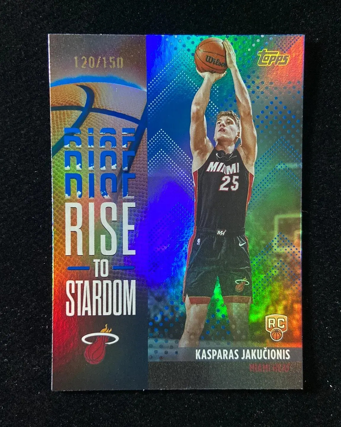 2025-26 Topps Rise To Stardom Blue Rainbow Kasparas Jakucionis RC 120/150 HD