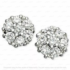 4CT Round Lab Created Diamond 14K White Gold Finish Flower Cluster Stud Earrings
