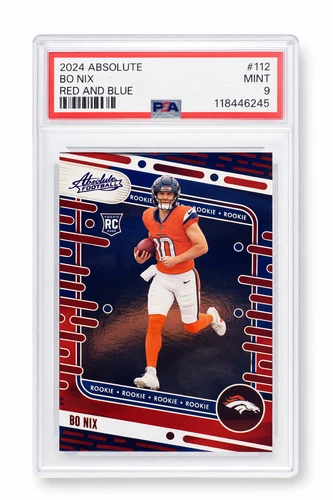 2024 Panini Absolute - Rookies Bo Nix #112 Red & Blue (RC) - PSA 9