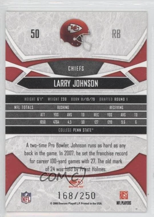 2008 Donruss Gridiron Gear Silver O's /250 Larry Johnson #50 - Image 2 of 2