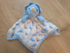 Forever Baby Dinosaur Lovey Blue White Plush Security Blanket Triceratop Dino