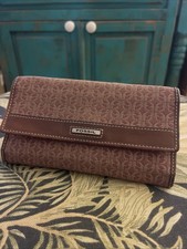 Fossil Vintage Red Brown Distressed Leather Trifold Checkbook Card Slot Walletp