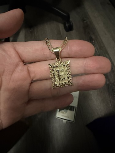 KissYan Anfangsbuchstabe E Anhänger Halskette für Herren Damen 14K vergoldet quadratisch - Bild 2 von 3