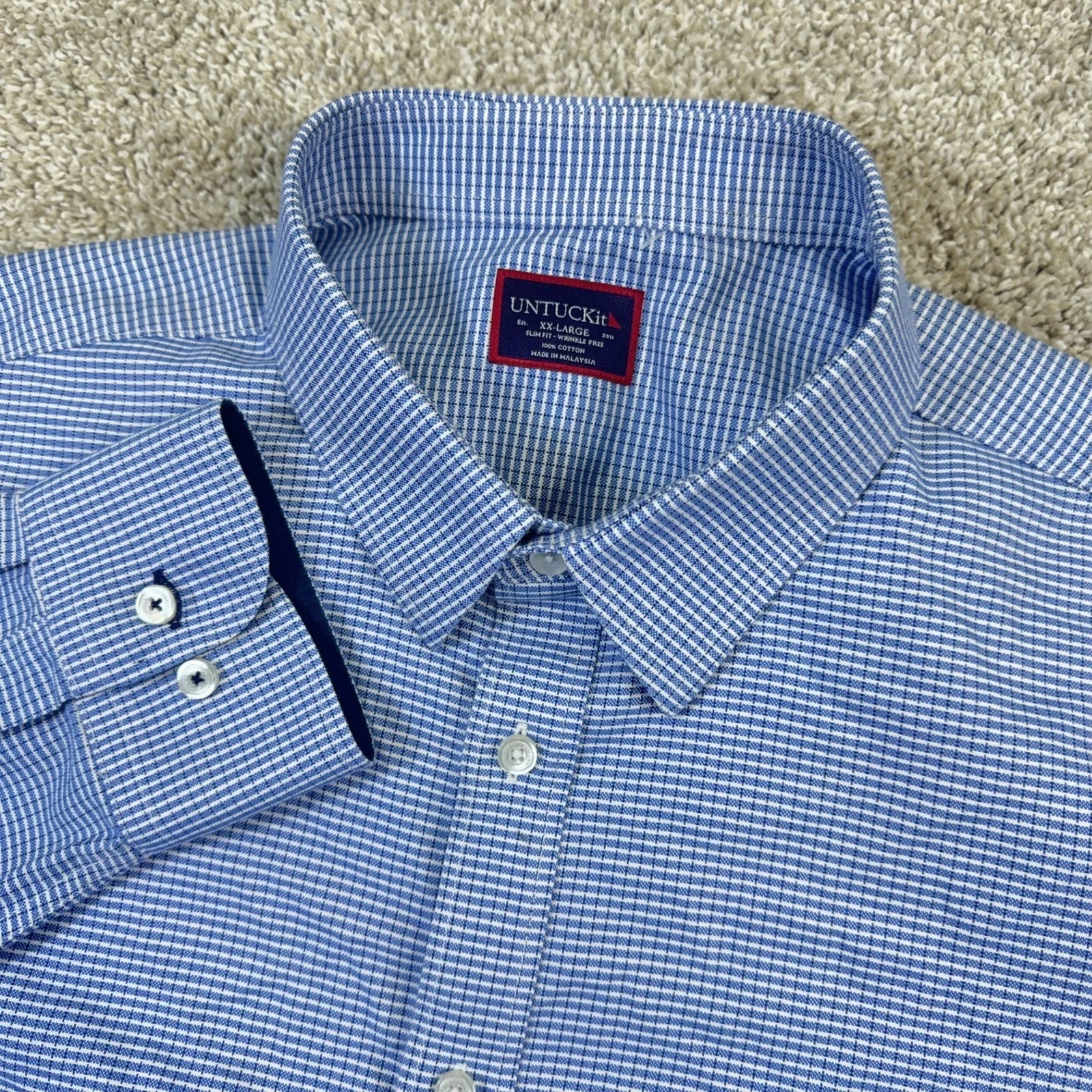 UNTUCKit Garabaldi WF Shirt Mens XXL Blue Slim Fit Wrinkle Free Cotton 40549
Opens in a new window o