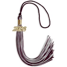 Endea Graduation Maroon/Silver Mixed Color Tassel With Gold Date Drop