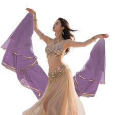 Belly Dance Scarf, 98x47 Inch Chiffon Costume Dance Shawls Veil, Dark Purple