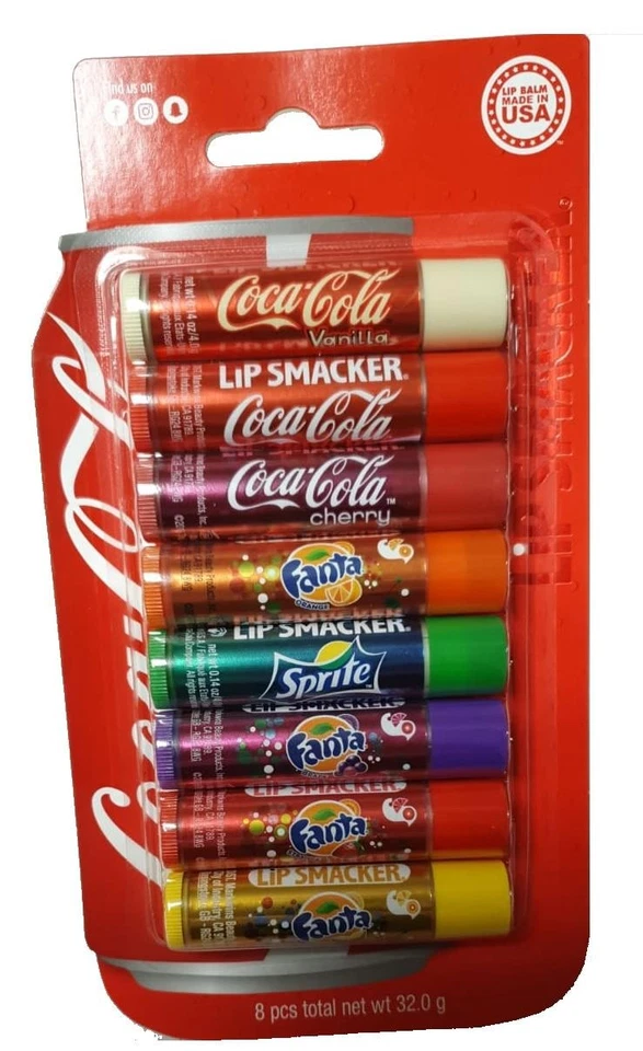 Lip Smacker Coca Cola Lip Balm - Set of 8 Moisturising Lip Balms