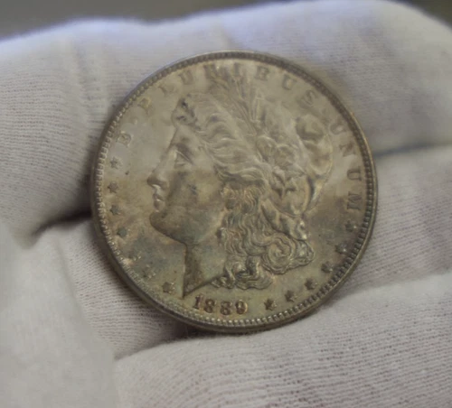 1889 US Morgan Silver Dollar $1 AU (Nice Toning)