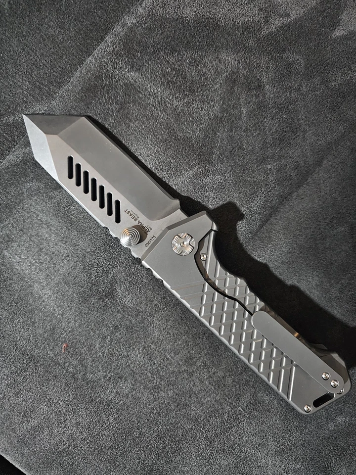 PMP Knife Alpha Beast GEN2 Magnacut Blade Grey Frag Titanium Handles ITALY - Image 4 of 4