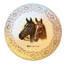 Rare Vintage Ebrink Beech Bend Park Kentucky Souvenir Horses Plate- USA- 9.25”