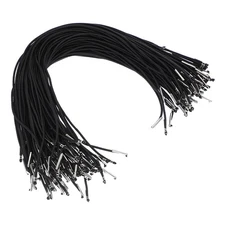100 Pcs 13 Inch Elastic Barbed Cord 2 mm Loop Stretch Round String Black
