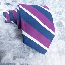 Brooks Brothers Makers Silk Tie Mens Navy Blue Purple Stripe Repp Made in USA