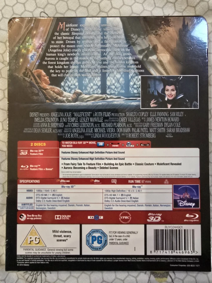 Maleficent 4K Ultra HD Limited Edition Steelbook (Blu-Ray, 2-Disc Set) (New) OOP - Image 2 of 2