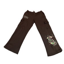Ed Hardy Women s Brown Cargo Sweatpants Koi Fish Graphic Size L Y2K