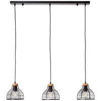 Brilliant Avia Pendelleuchte 3Flg Schwarz/Holz, Metall/Holz, 3X A60, E27, 52 W