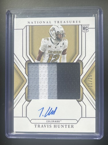 Travis Hunter #25 2025 Panini National Treasures Collegiate Rookie Signature card
