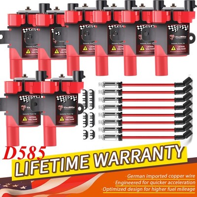 8X Ignition Coils & Wires For Chevy Silverado GM LQ4 LQ9 LS1 LS3 4.8L 5.3L UF262