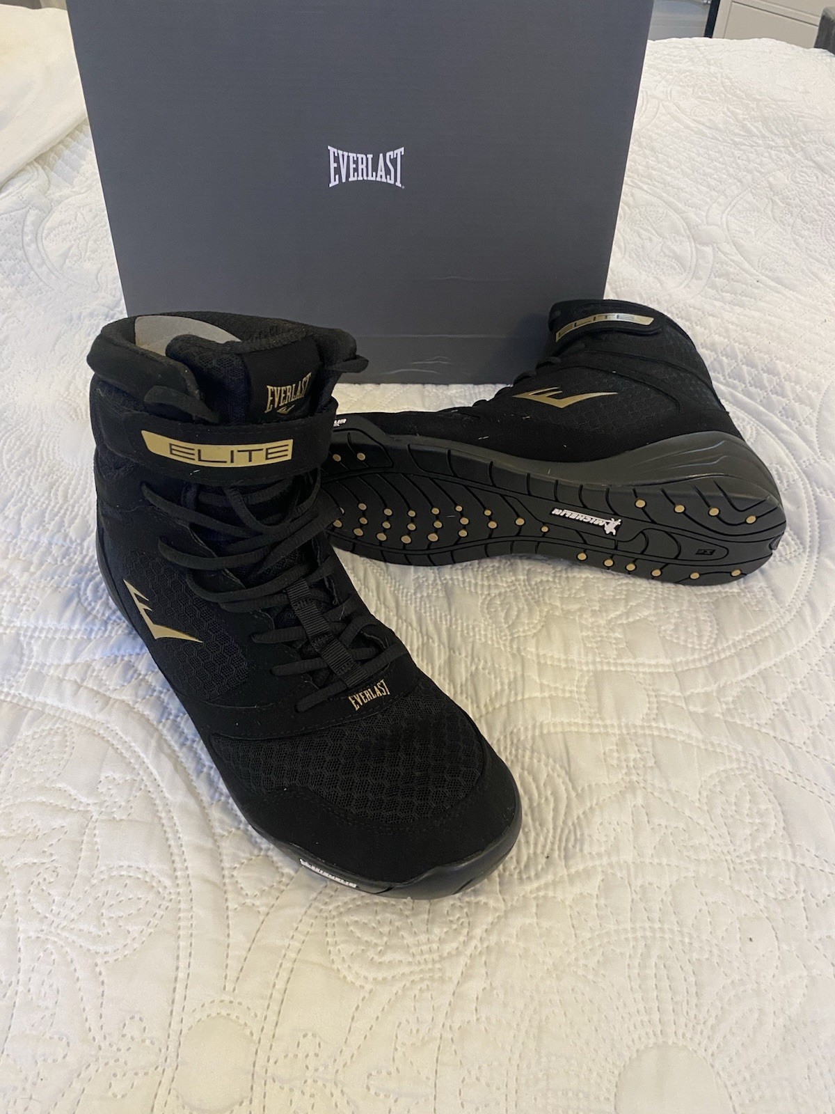 Everlast Elite 2.0 High Top Boxing Boots Black Sparring Trainers Ring Shoes