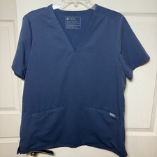 Figs Women  s scrub Top Short Sleeve Tactical Collection Blue Size L Healthcare