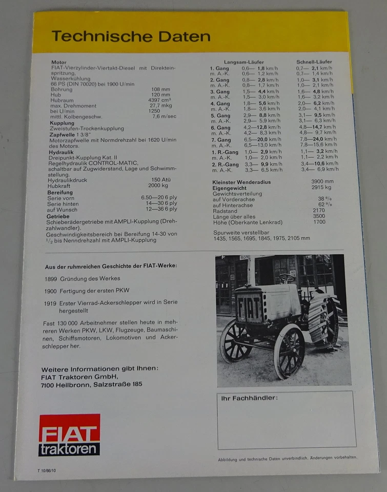 Depliante / Brochure | Fiat 615 Trattore 66 CV | Novembre 1966 Foto 2 de 2