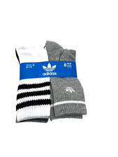 Adidas 6 Pack Crew Youth Socks Size L 5Y-7Y Grey White Black Model JK52778