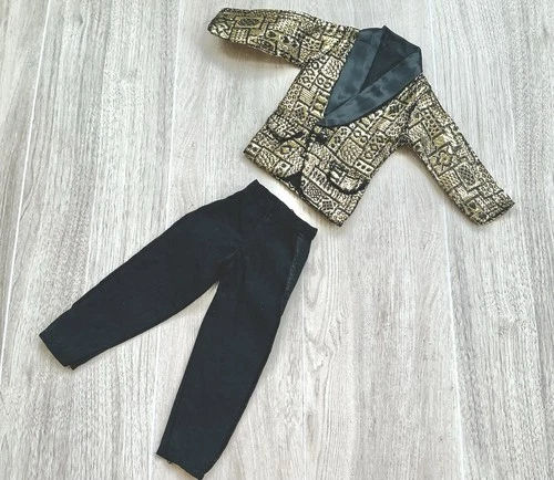 New ListingBarbie Ken Clone Doll Outfit Gold Top & Black Pants Male Clothing 1960s Vintage