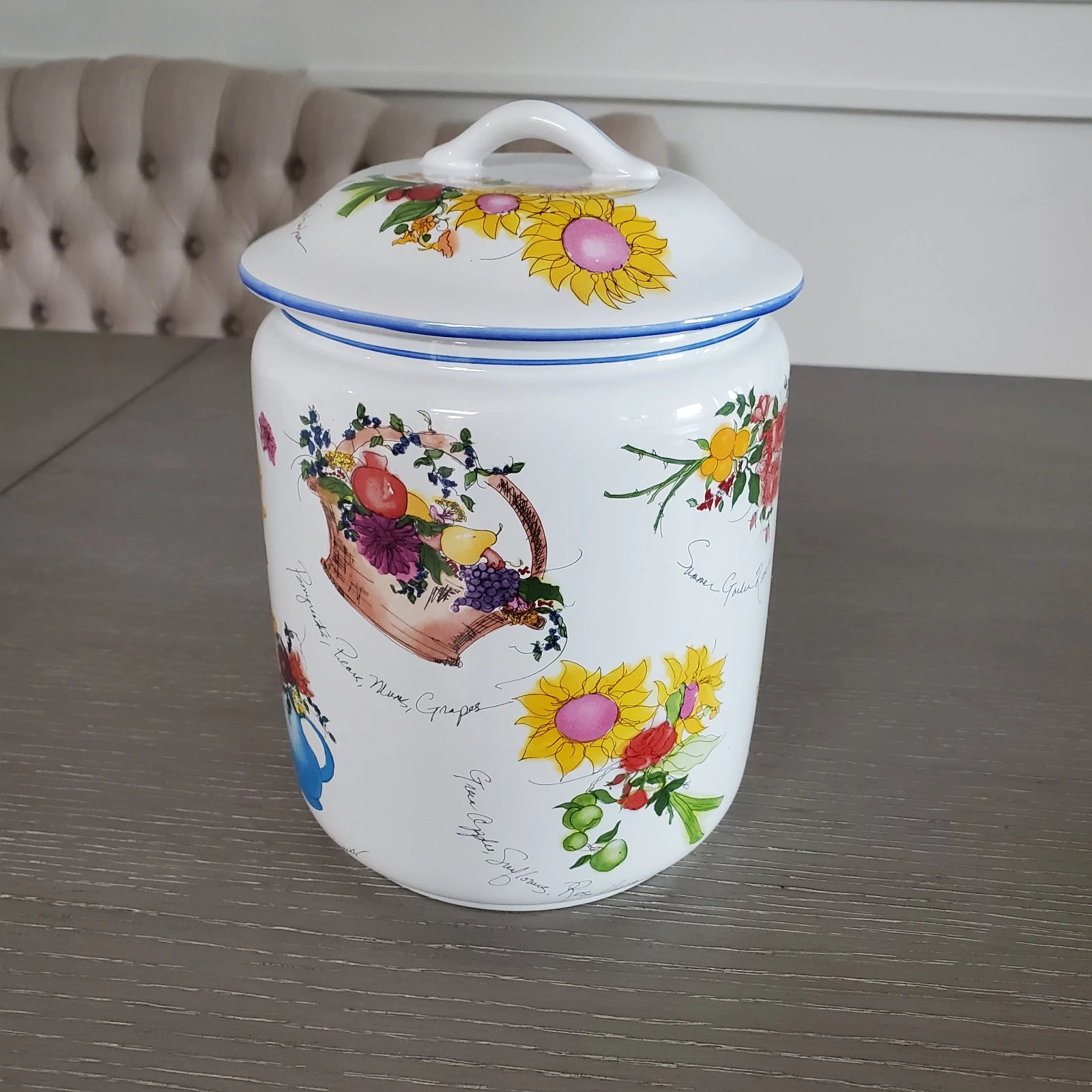 Williams Sonoma Vintage Floral Canister Porselain Made In Portugal Summer...