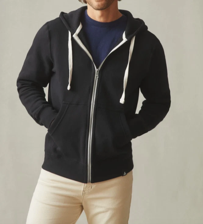 NEW American Giant Mens Medium Midweight Full Zip Up Jacket Black Hooded USA