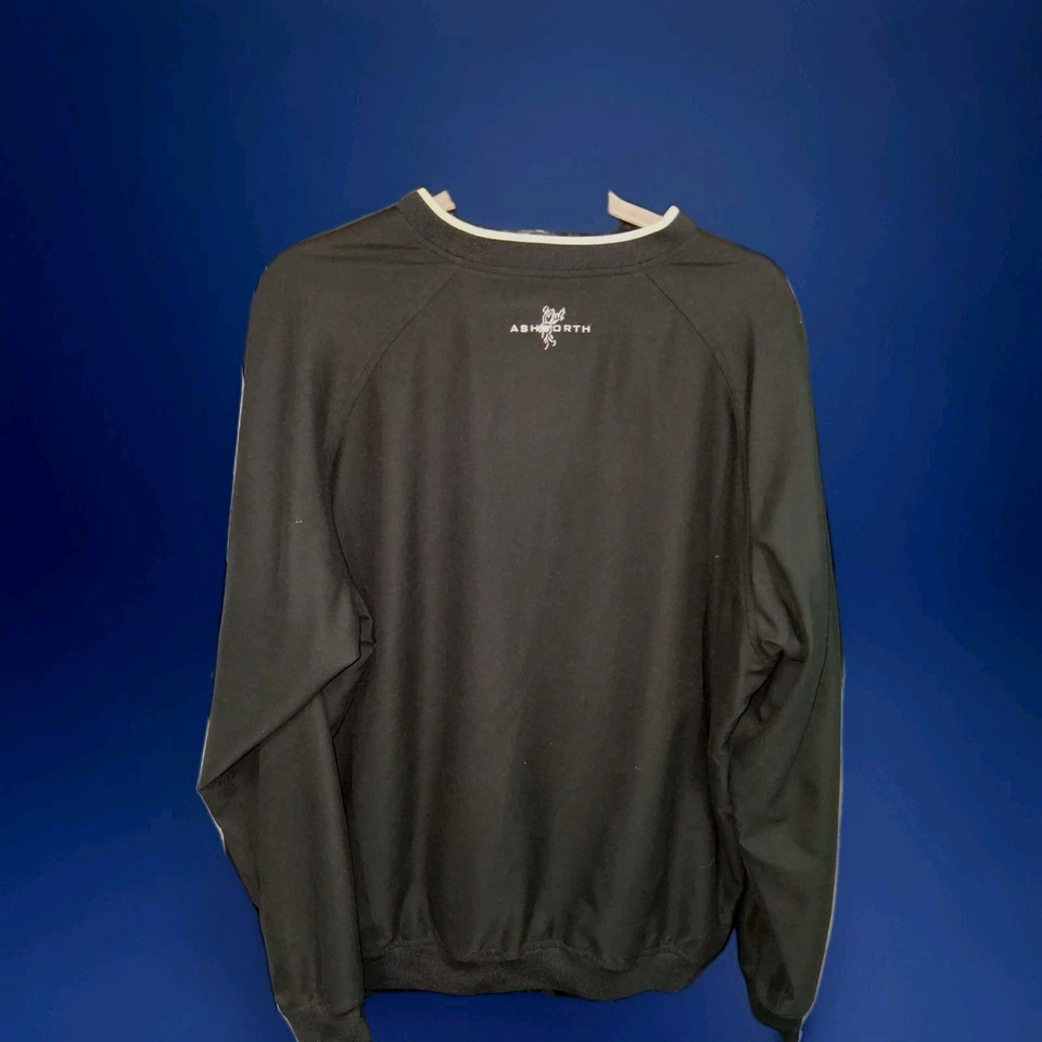 Pullover Ashworth Para Hombre Mediano Forrado Negro Resistente al Agua Hombre O War Course Logo Foto 3 de 4