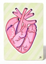 Anatomical Heart – Original ACEO Acrylic Mini Painting 2.5x3.5 OOAK Whimsical