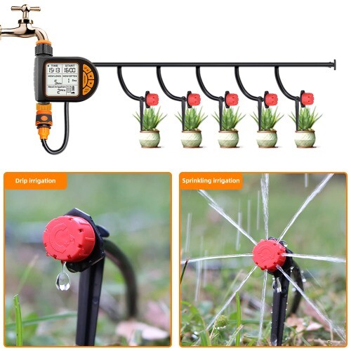 Set Irrigazione Timer Smart Giardino 1/4" IPX5 Impermeabile LCD Irrigazione Automatica - Foto 3 di 25