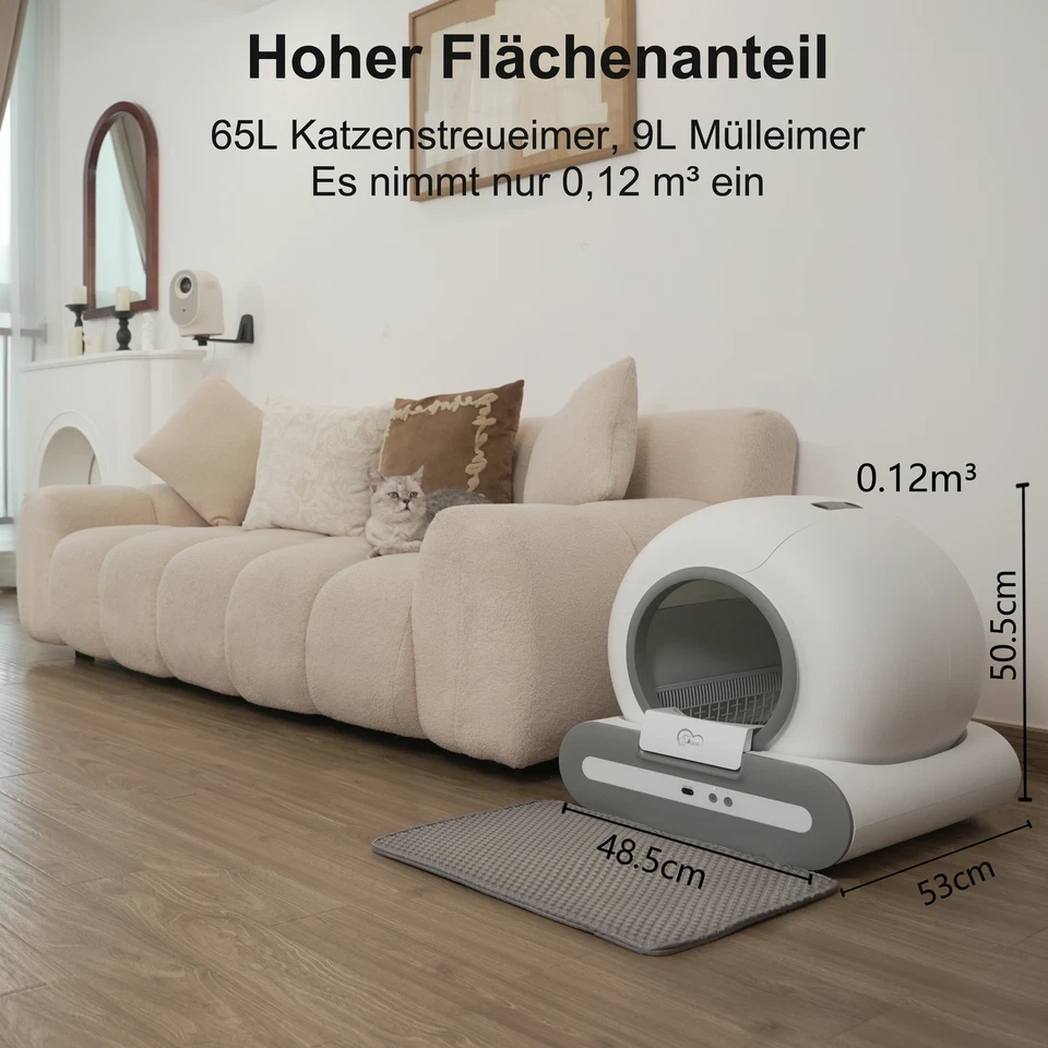 DOEL Automatische selbstreinigende Katzentoilette 65L APP Control mit Katzenstre - Bild 4 von 4
