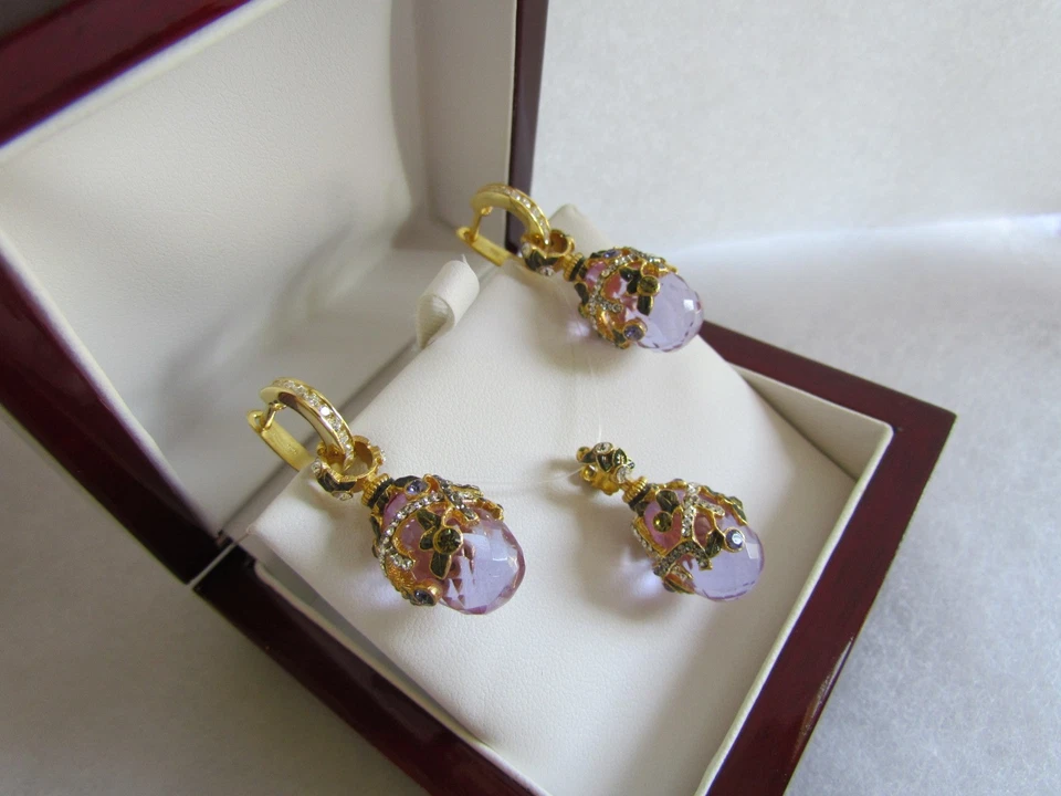 ALEXANDRITE EARRINGS & PENDANT SET HANDMADE RUSSIAN SOLID STERLING SILVER 925 - Image 2 of 4